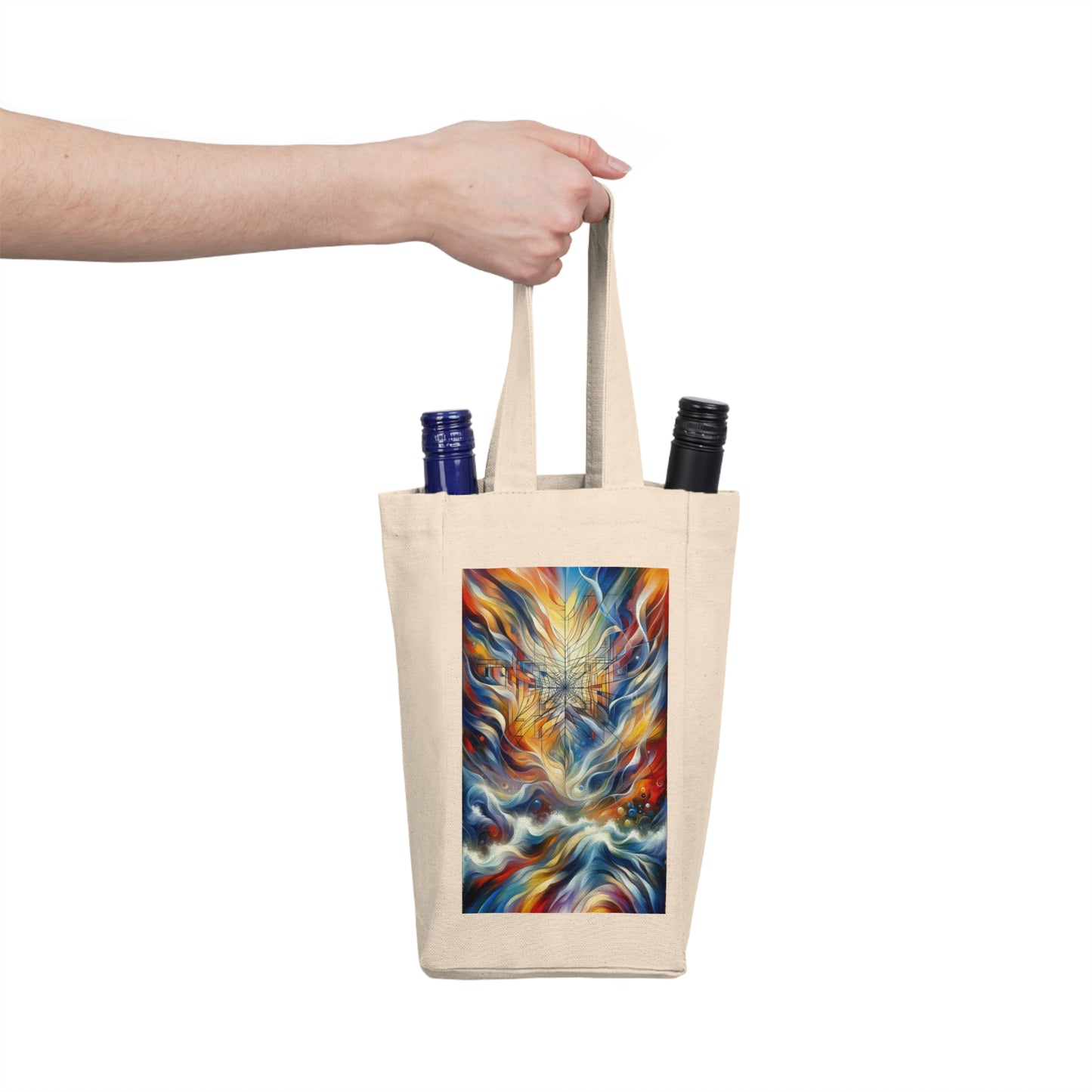 Weaving Renewal Web Double Wine Tote Bag