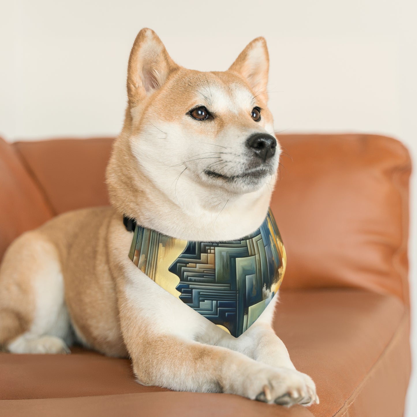 Abstract Geometric Boundaries Pet Bandana Collar