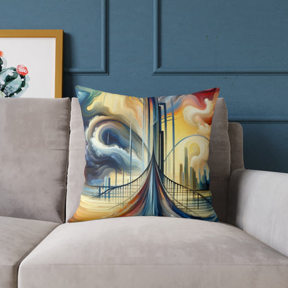 Conscious Bridge Tachism Spun Polyester Pillow
