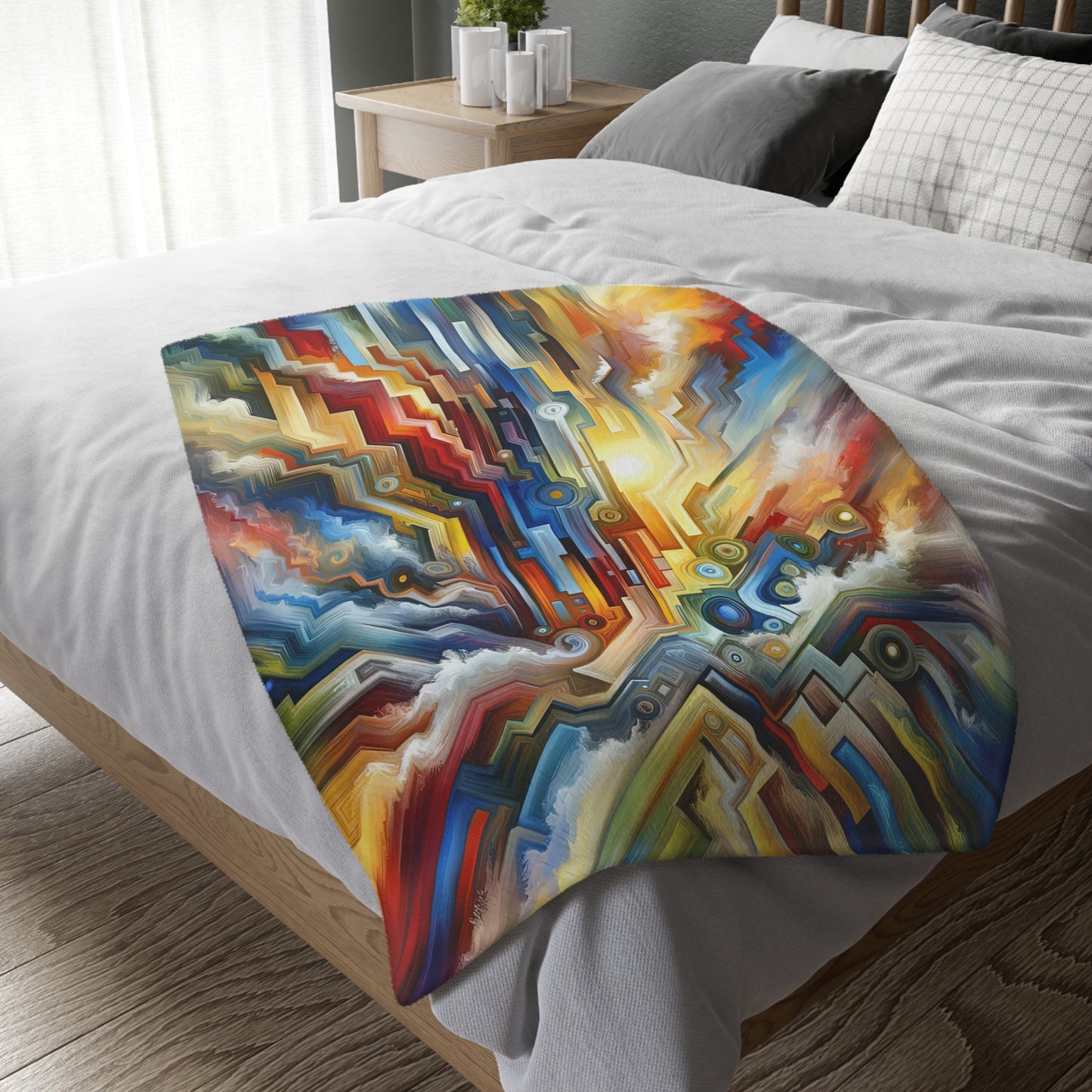 Unity Abstract Vibrancy Velveteen Microfiber Blanket (Two-sided print)
