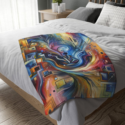 Digital Mindfulness Abstract Velveteen Microfiber Blanket (Two-sided print)