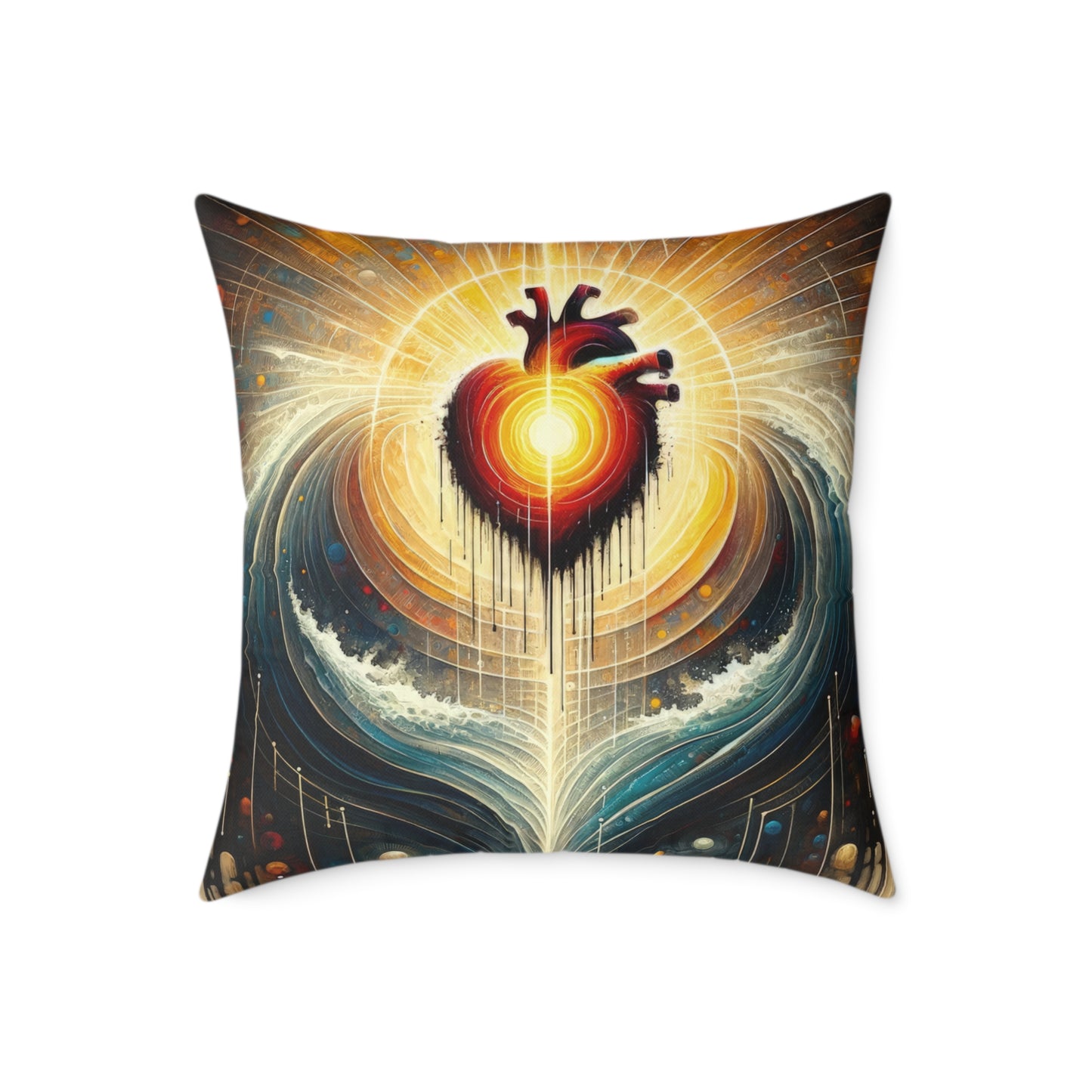 Awakened Heart Waves Spun Polyester Pillow