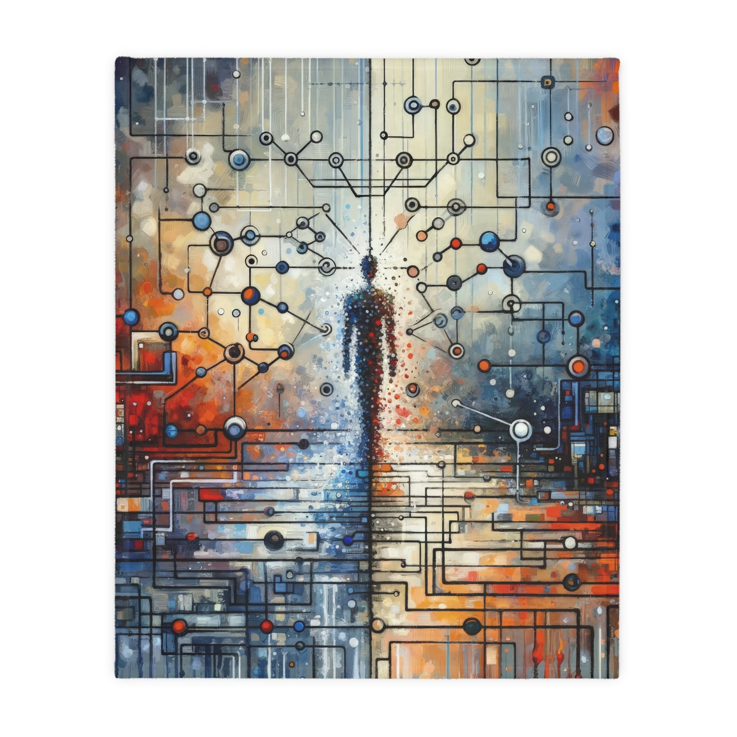 Technological Connectivity Bridge Velveteen Microfiber Blanket (Two-sided print)