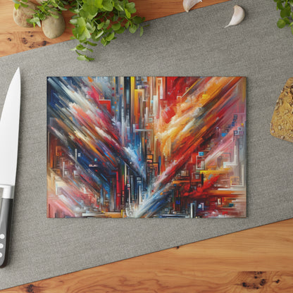 Digital Chaos Symphony Glass Cutting Board