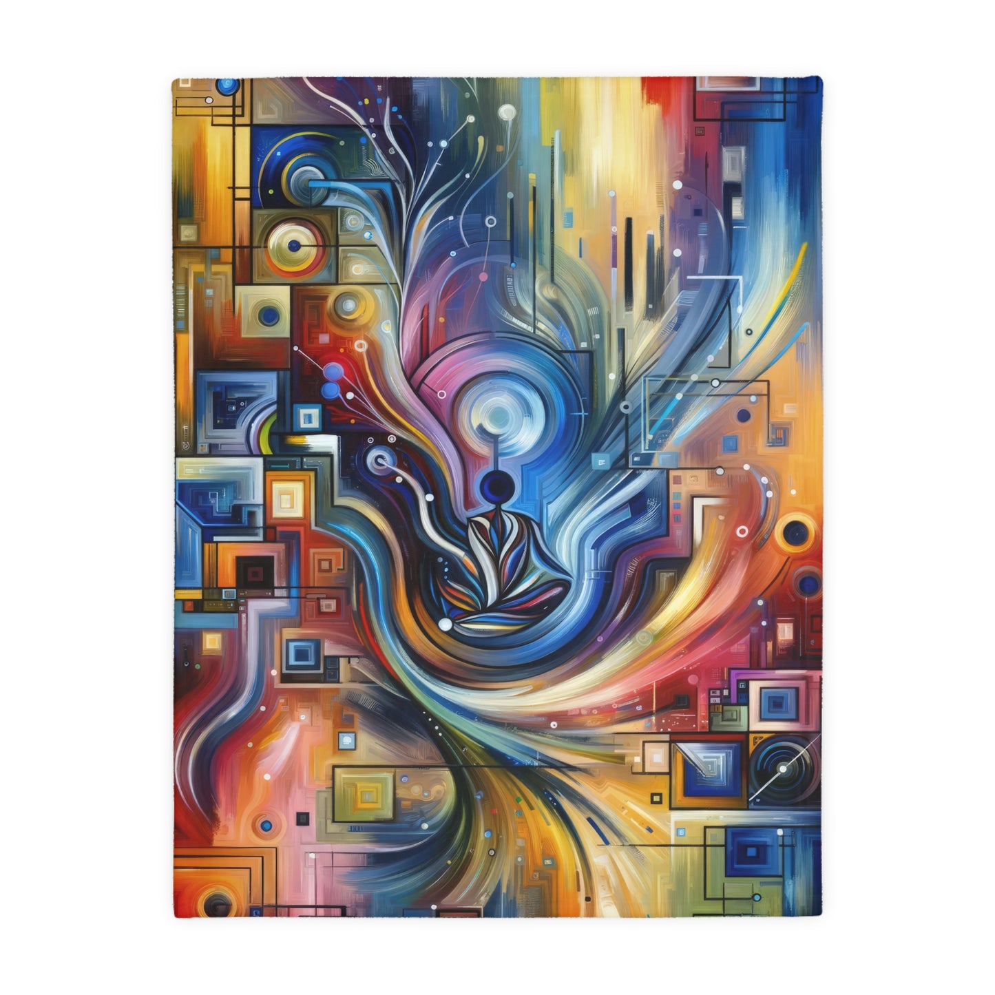 Digital Mindfulness Abstract Velveteen Microfiber Blanket (Two-sided print)