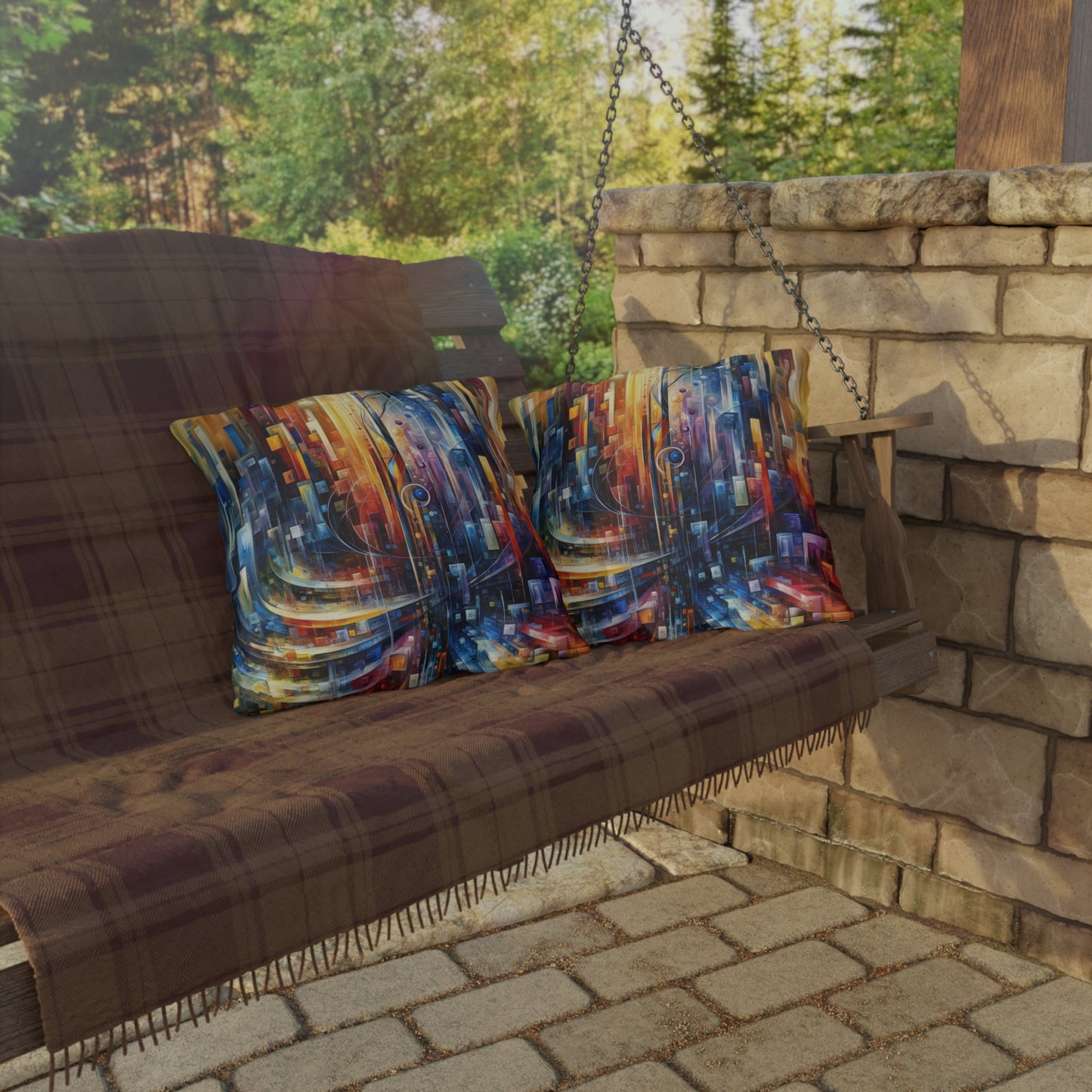 Symphonic Glass Resonance Outdoor Pillows