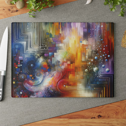 Abstract Technicolor Synthesis Glass Cutting Board