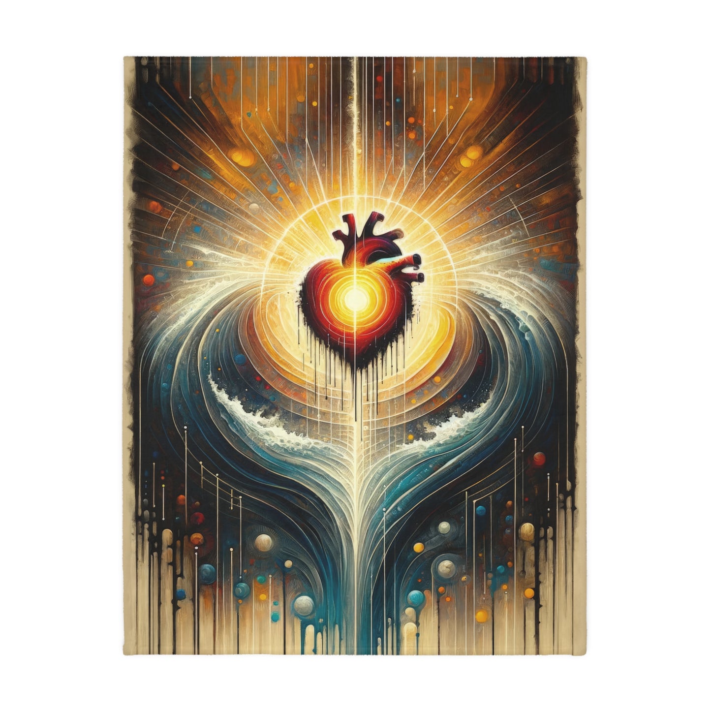 Awakened Heart Waves Velveteen Microfiber Blanket (Two-sided print)