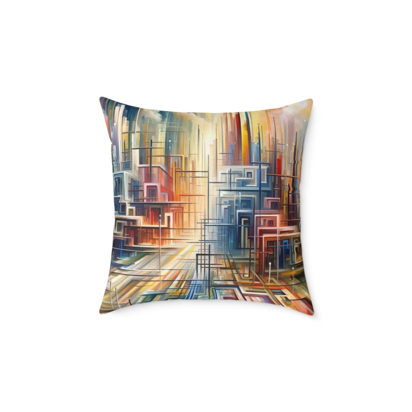 Urban Flow Interconnectedness Spun Polyester Pillow