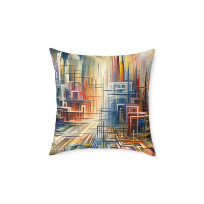 Urban Flow Interconnectedness Spun Polyester Pillow