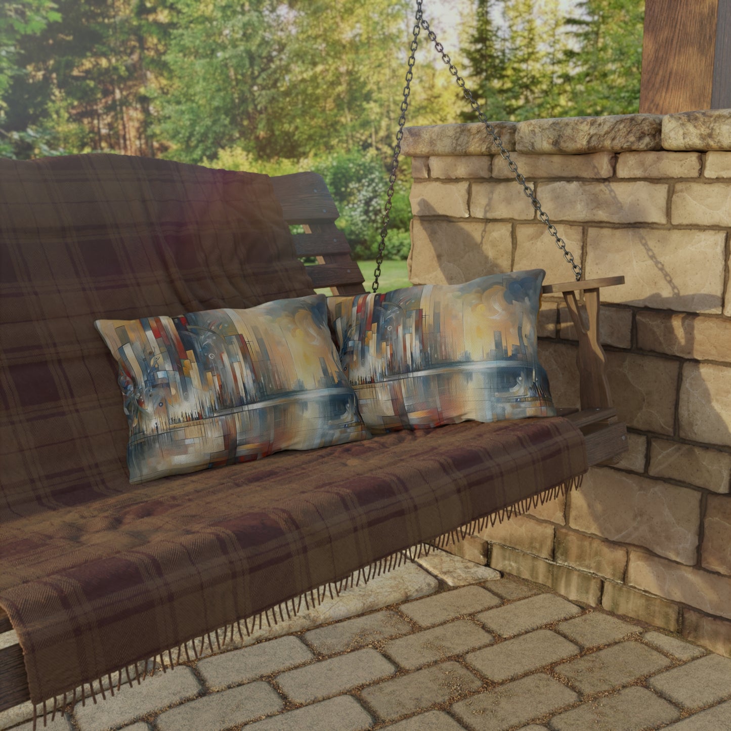 Abstract Buzzing Stillness Outdoor Pillows