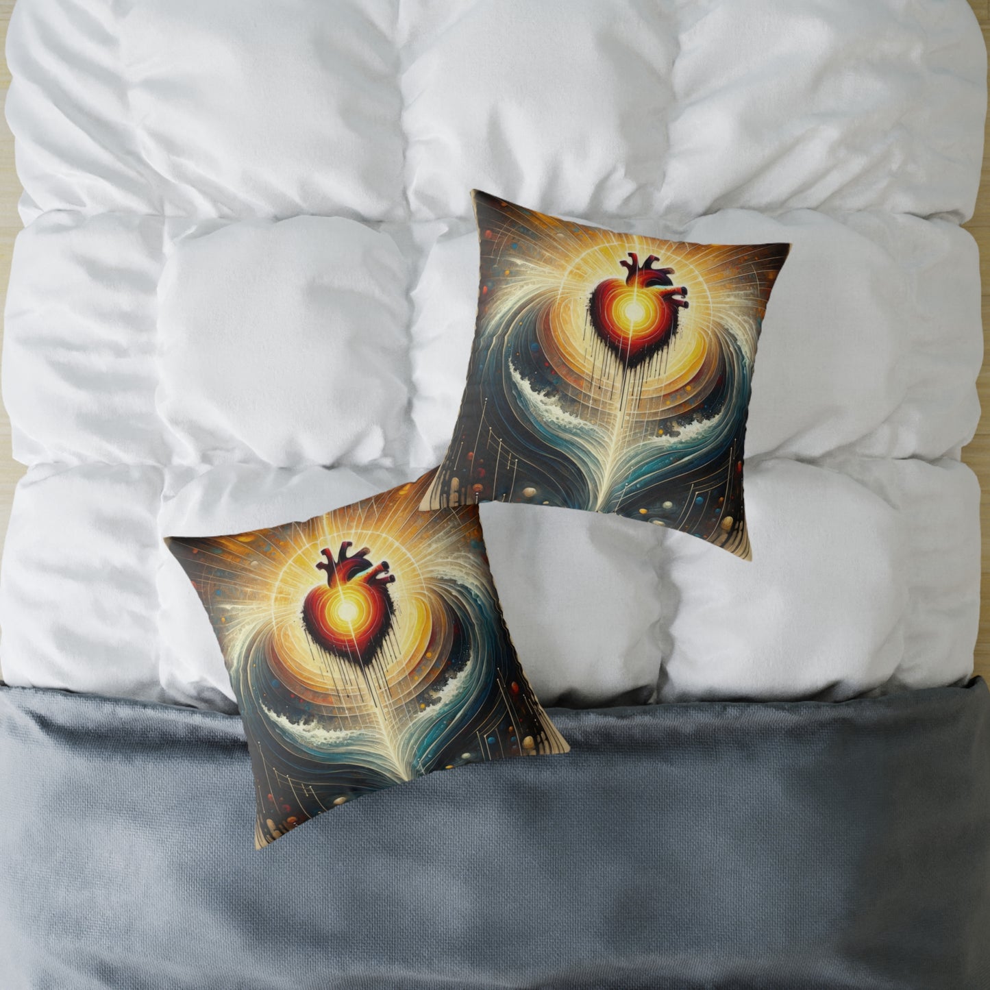 Awakened Heart Waves Spun Polyester Pillow