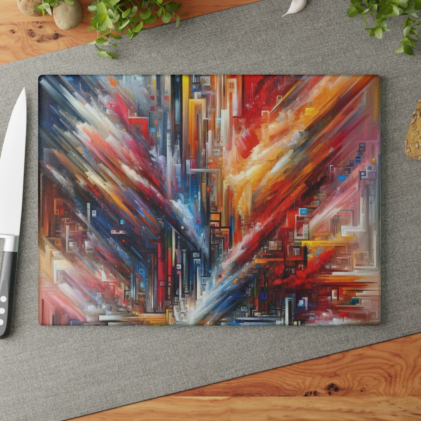 Digital Chaos Symphony Glass Cutting Board