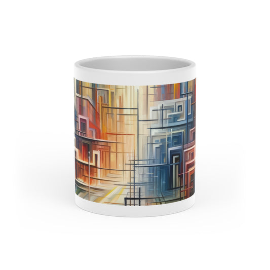 Urban Flow Interconnectedness Heart-Shaped Mug