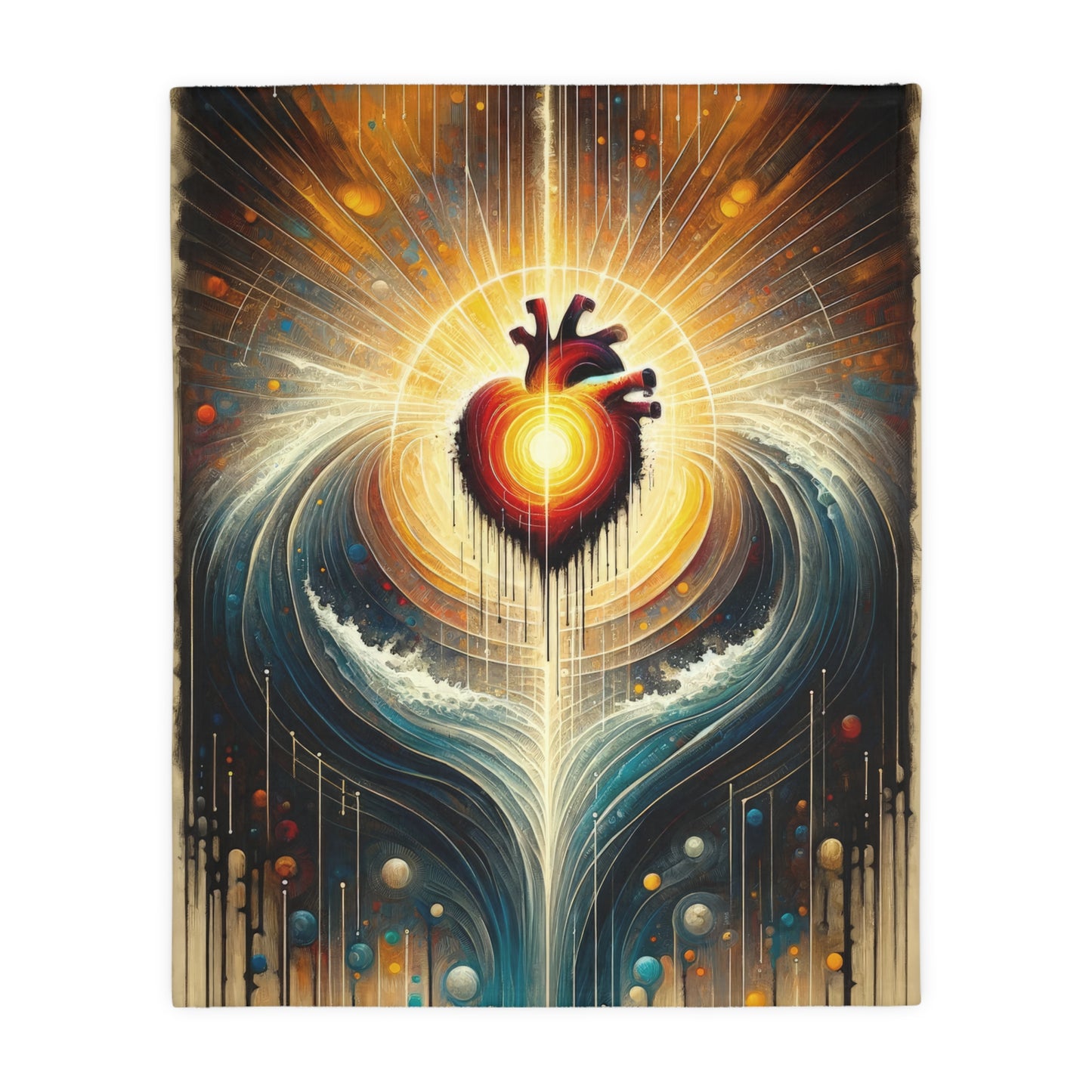 Awakened Heart Waves Velveteen Microfiber Blanket (Two-sided print)