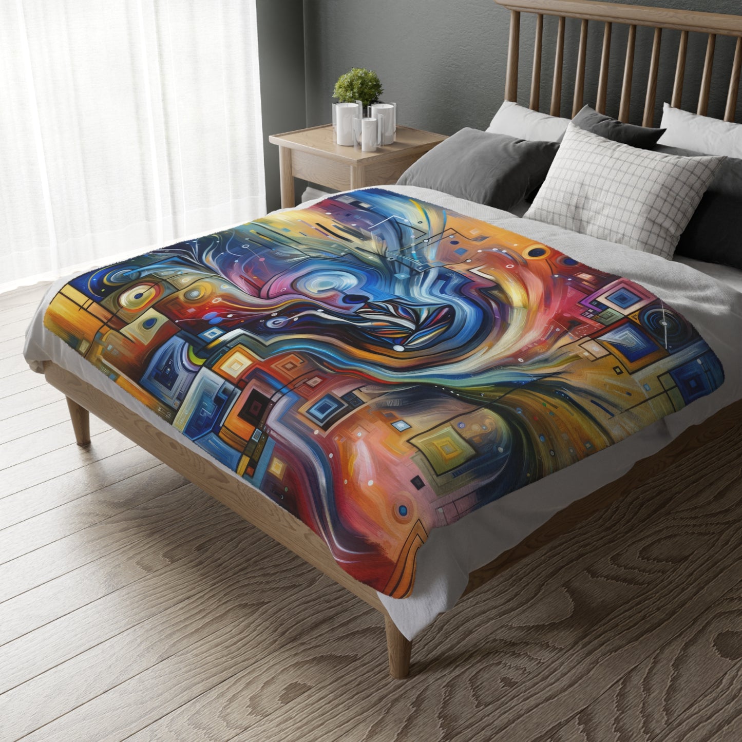 Digital Mindfulness Abstract Velveteen Microfiber Blanket (Two-sided print)