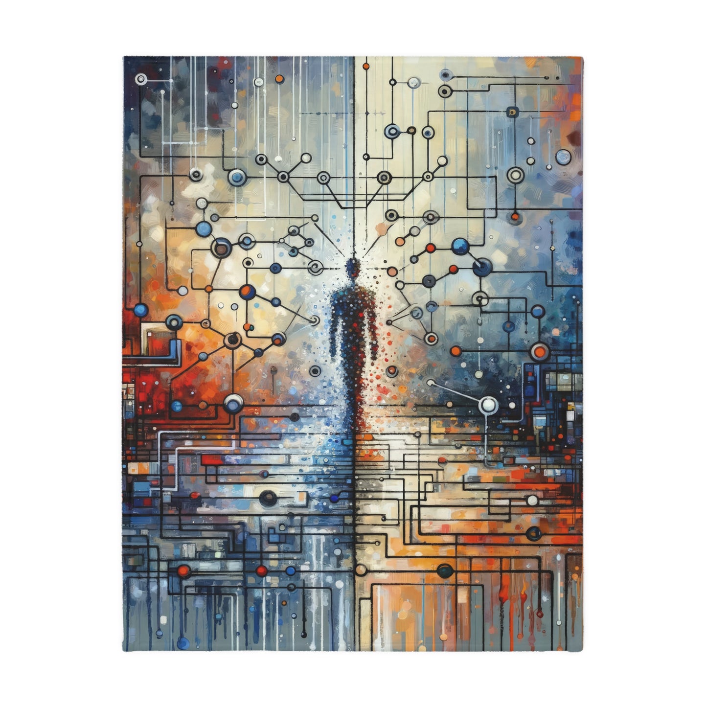 Technological Connectivity Bridge Velveteen Microfiber Blanket (Two-sided print)