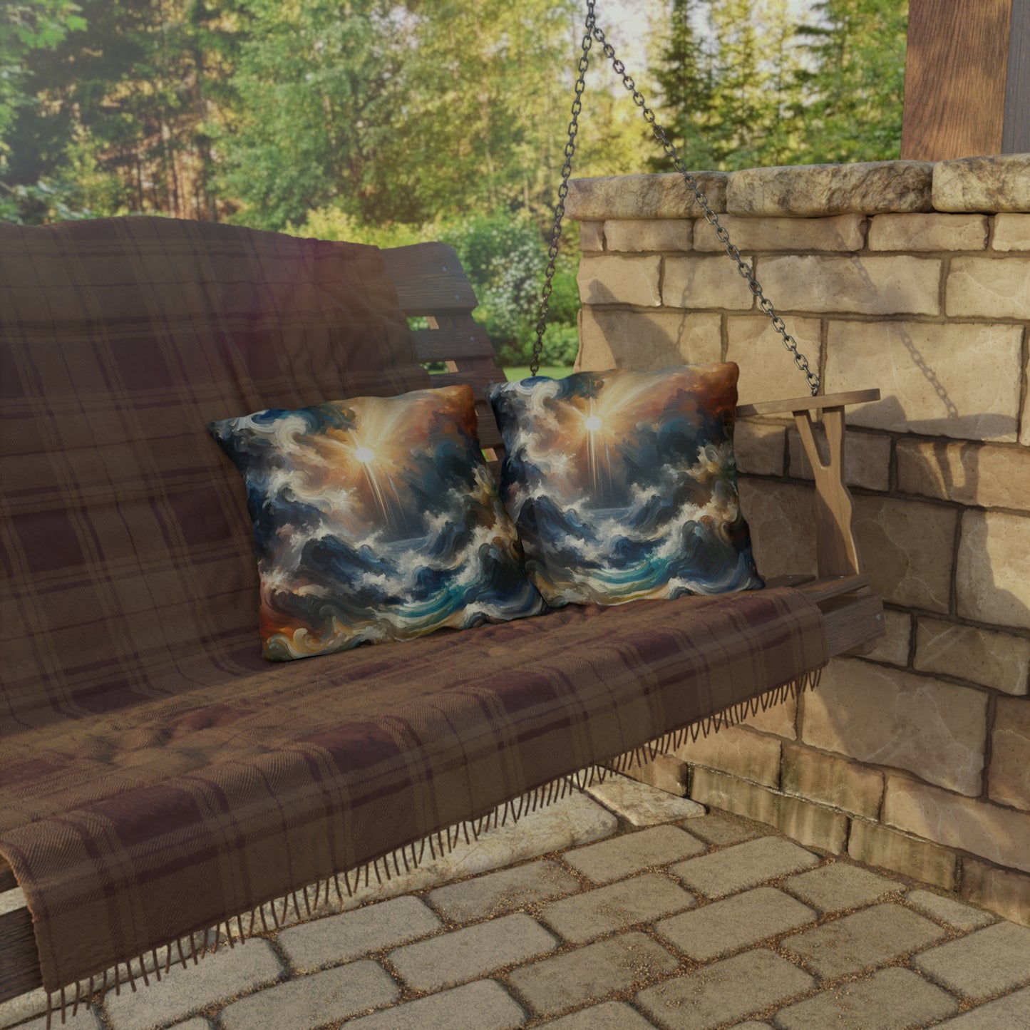 Tumultuous Sea Enlightenment Outdoor Pillows