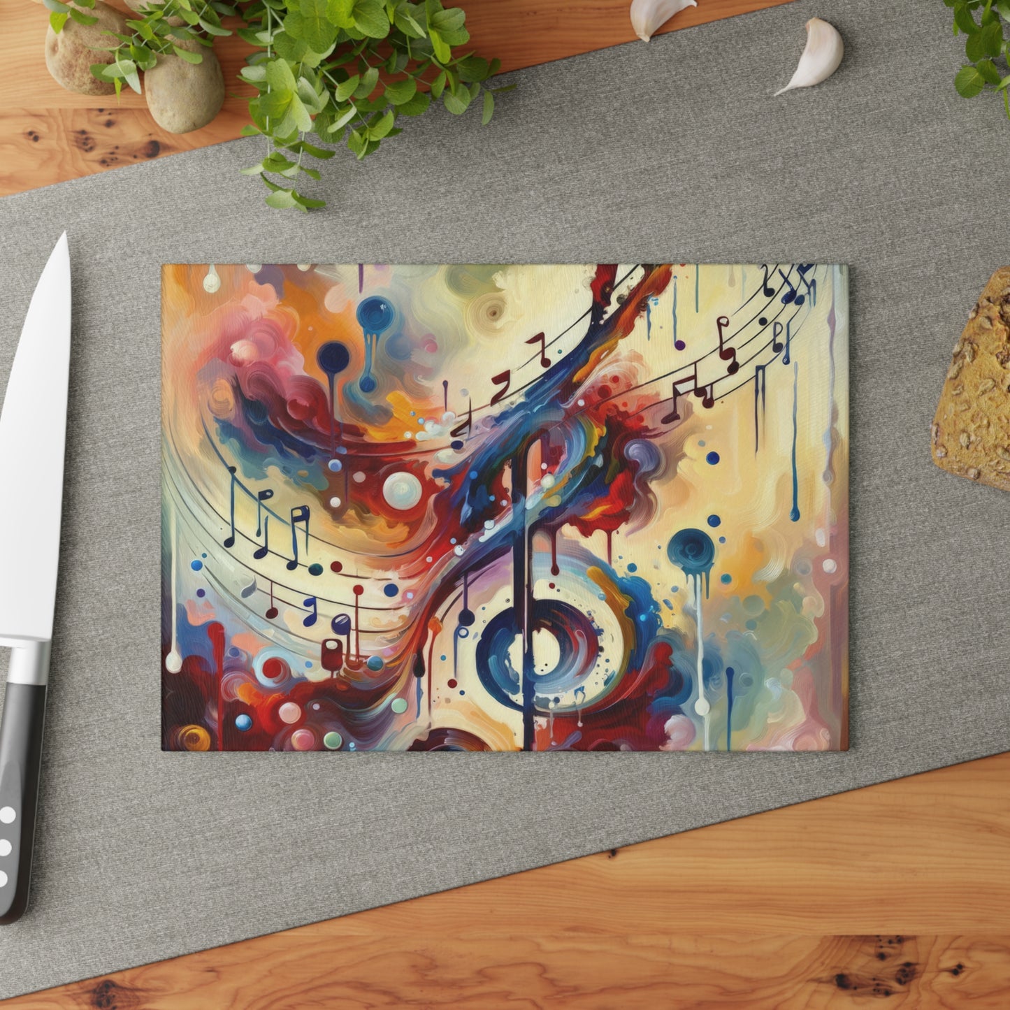 Harmonizing Melody Life Glass Cutting Board