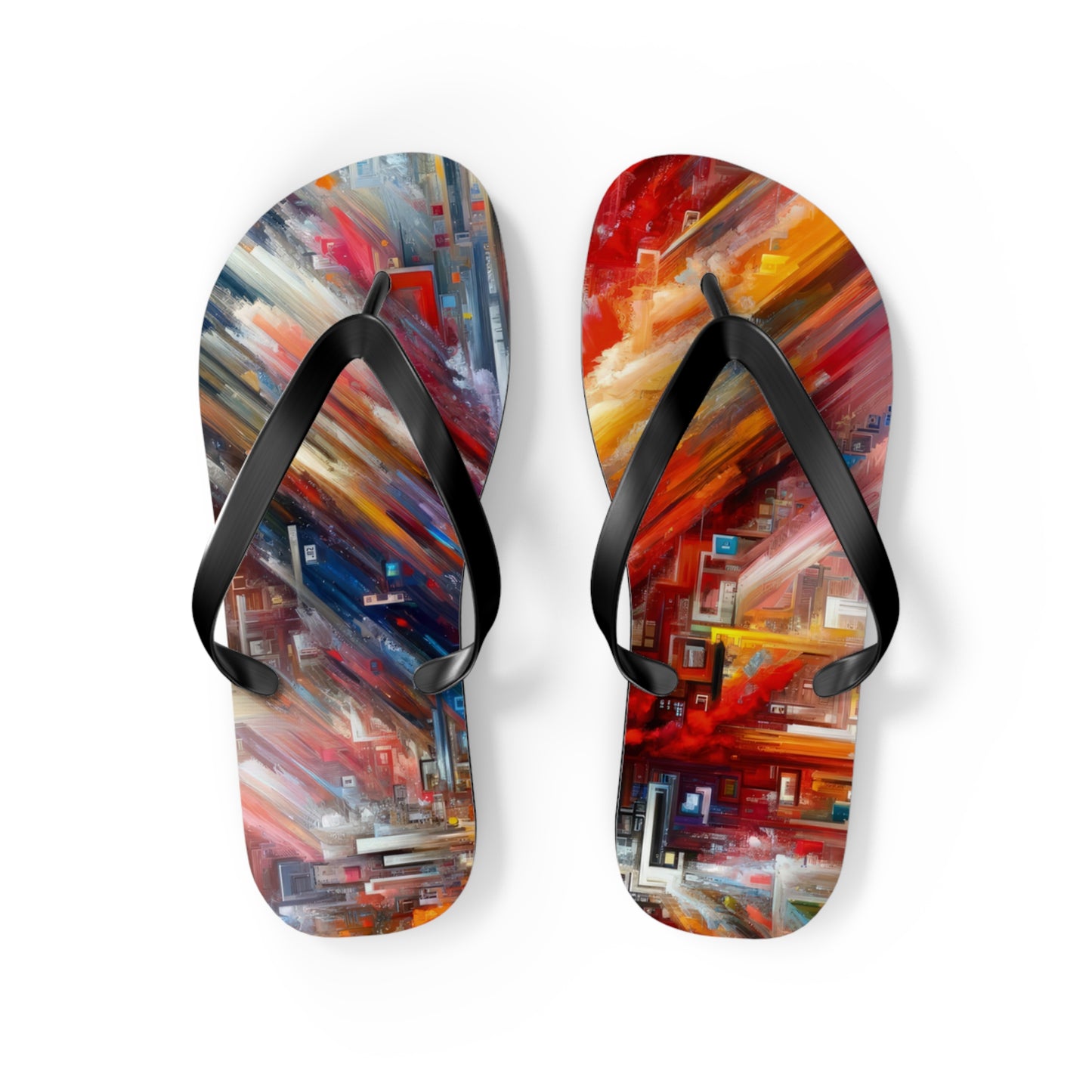 Digital Chaos Symphony Flip Flops