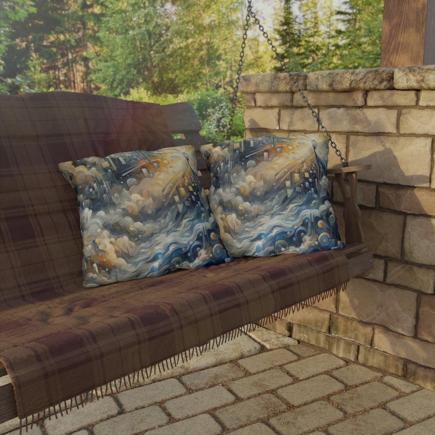 Adrift Beacon Tachism Outdoor Pillows