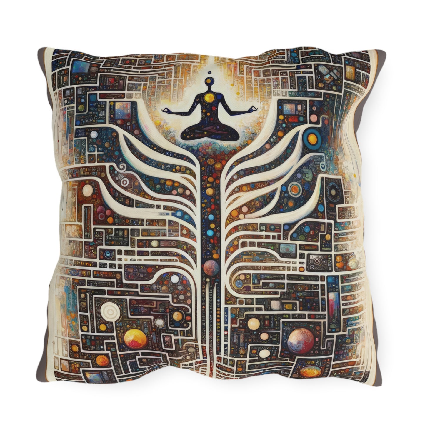 Syncing Silicon Spirituality Outdoor Pillows