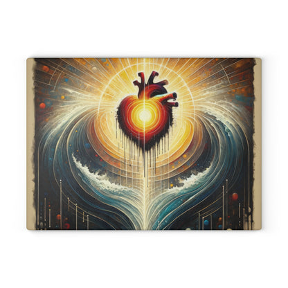 Awakened Heart Waves Glass Cutting Board
