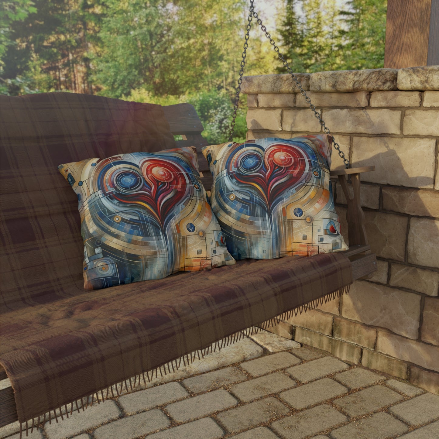 Techno Heart Harmony Outdoor Pillows
