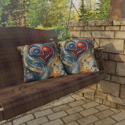 Techno Heart Harmony Outdoor Pillows