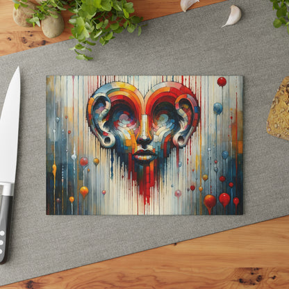 Ears Heart Expression Glass Cutting Board