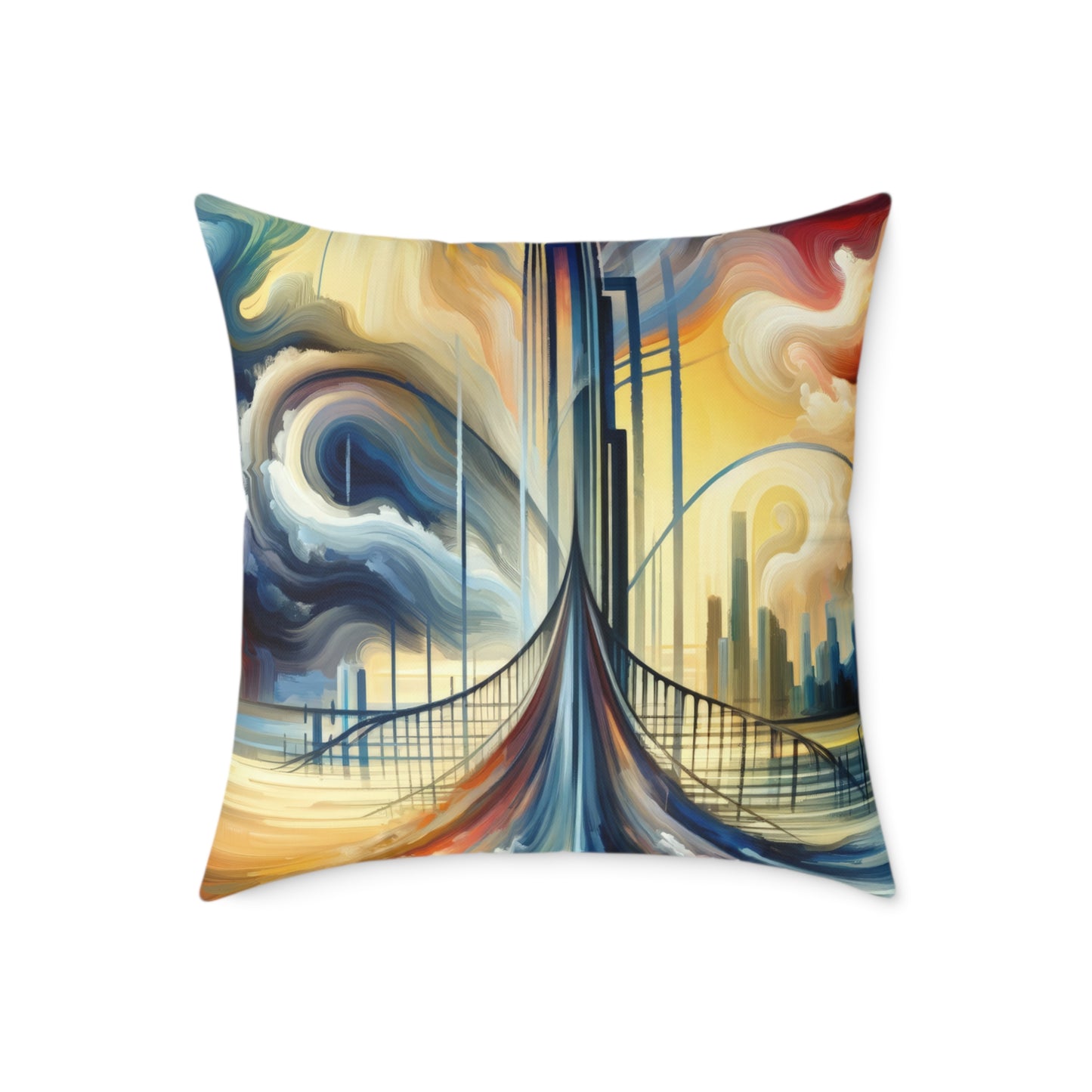 Conscious Bridge Tachism Spun Polyester Pillow