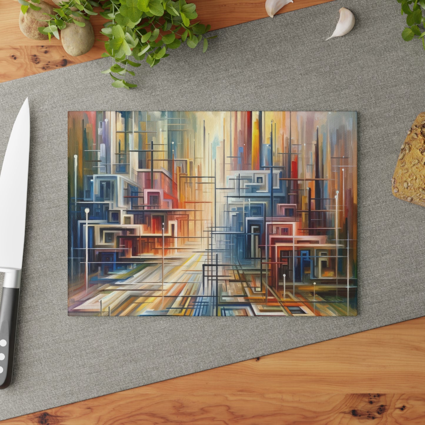 Urban Flow Interconnectedness Glass Cutting Board