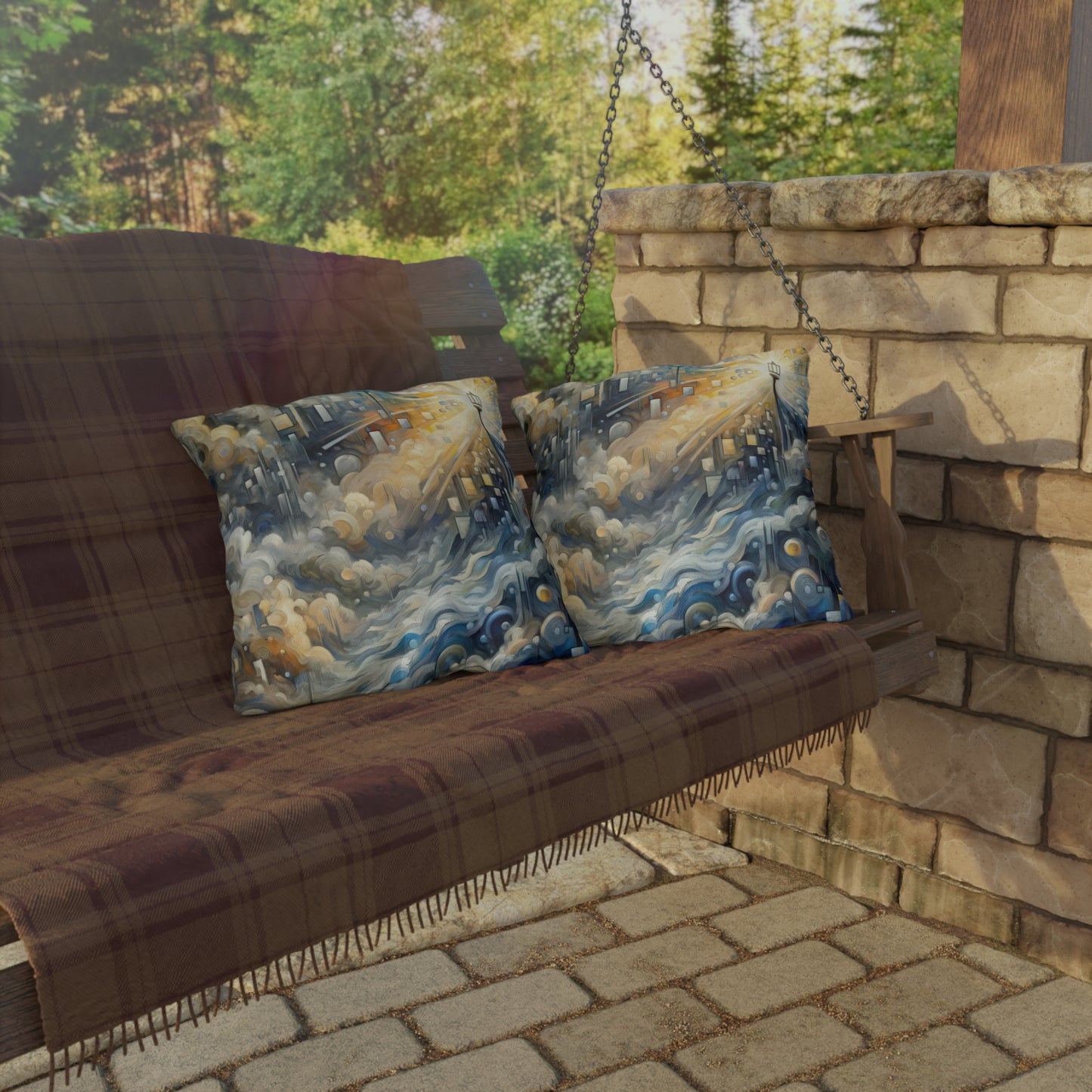 Adrift Beacon Tachism Outdoor Pillows