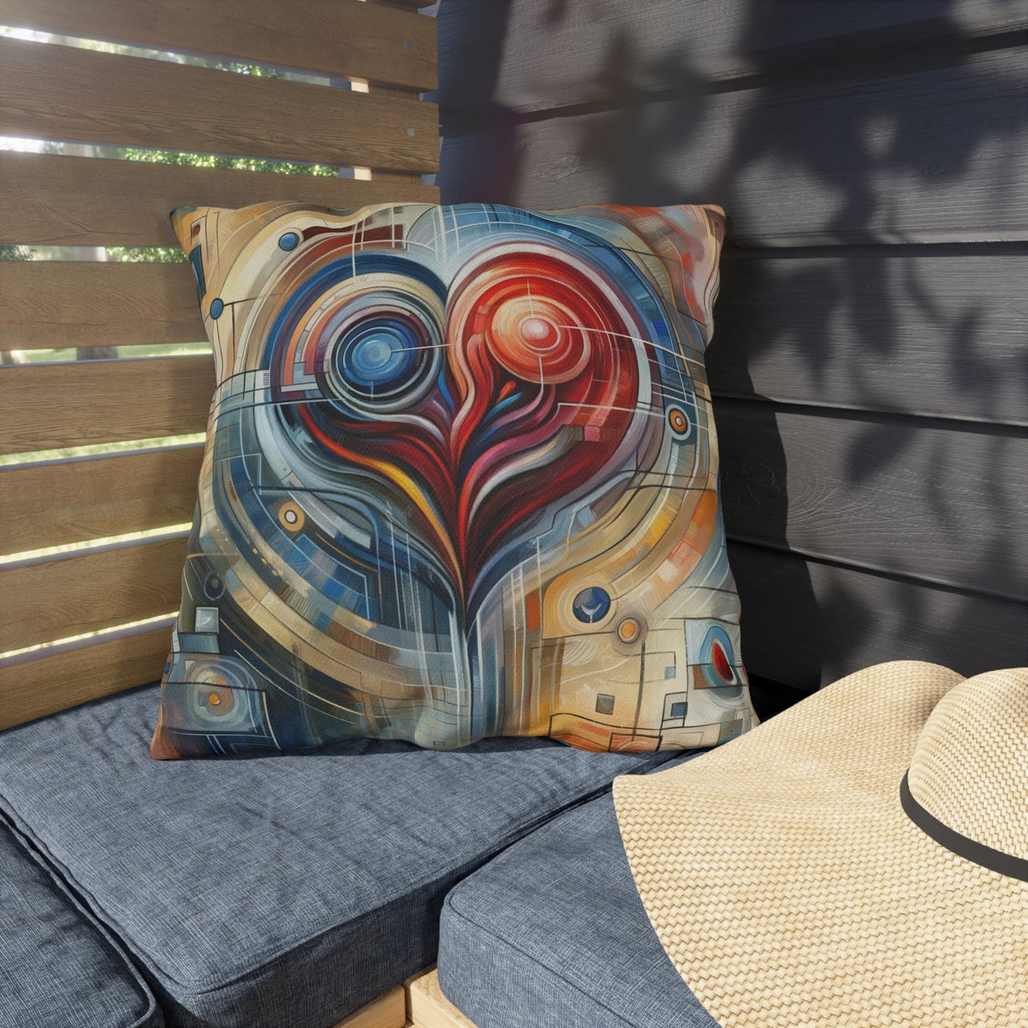 Techno Heart Harmony Outdoor Pillows