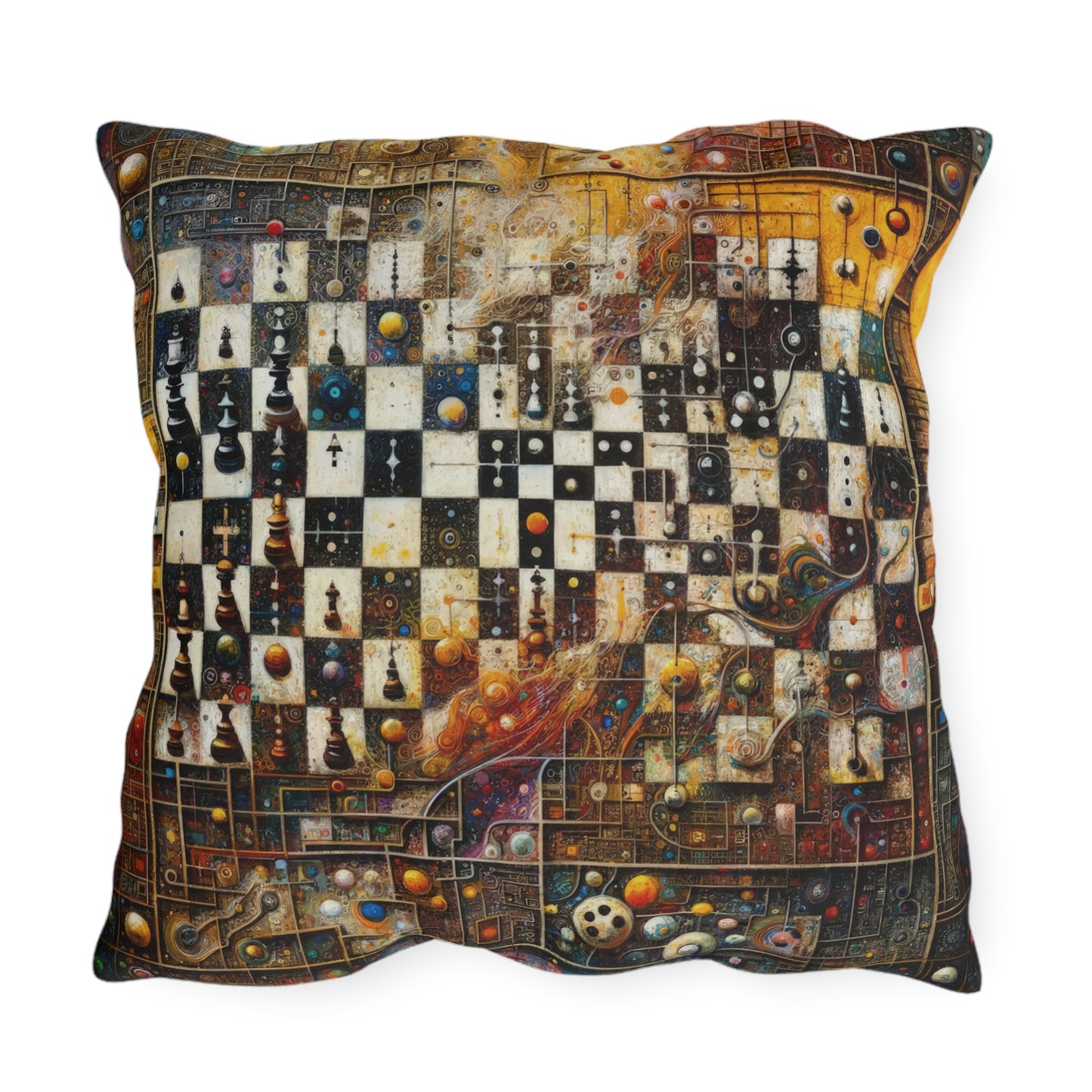 Cosmic Chess Integration Outdoor Pillows