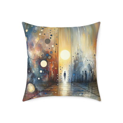 Stillness Transition Abstract Spun Polyester Pillow