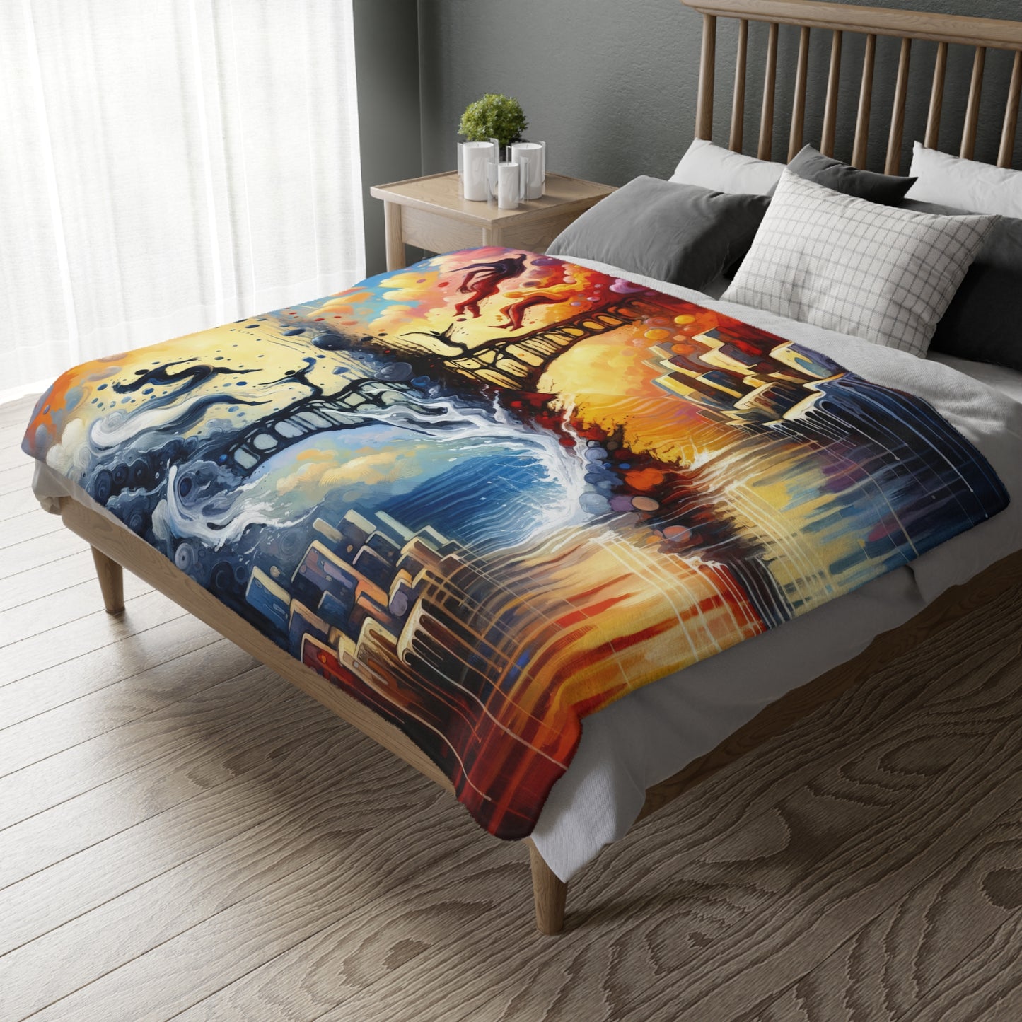 Faithful Diving Bridges Velveteen Microfiber Blanket (Two-sided print)