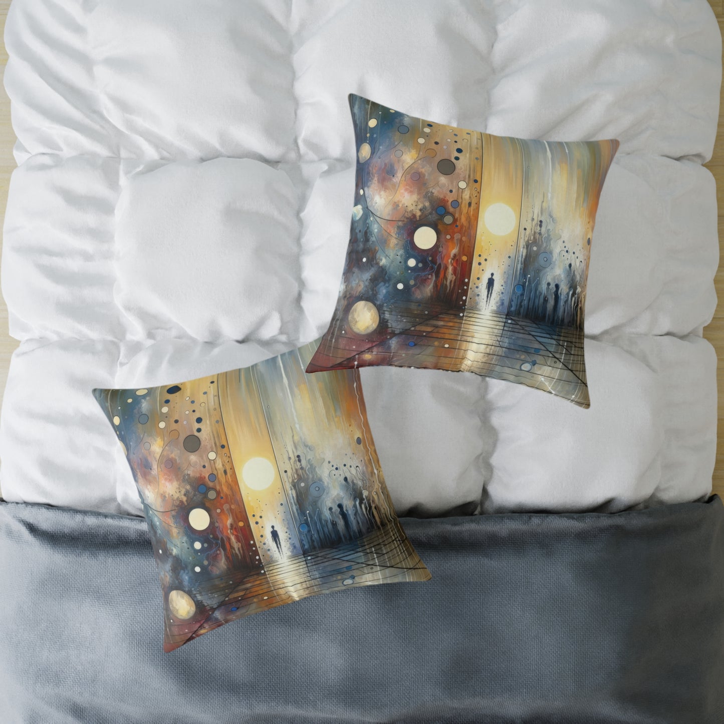 Stillness Transition Abstract Spun Polyester Pillow