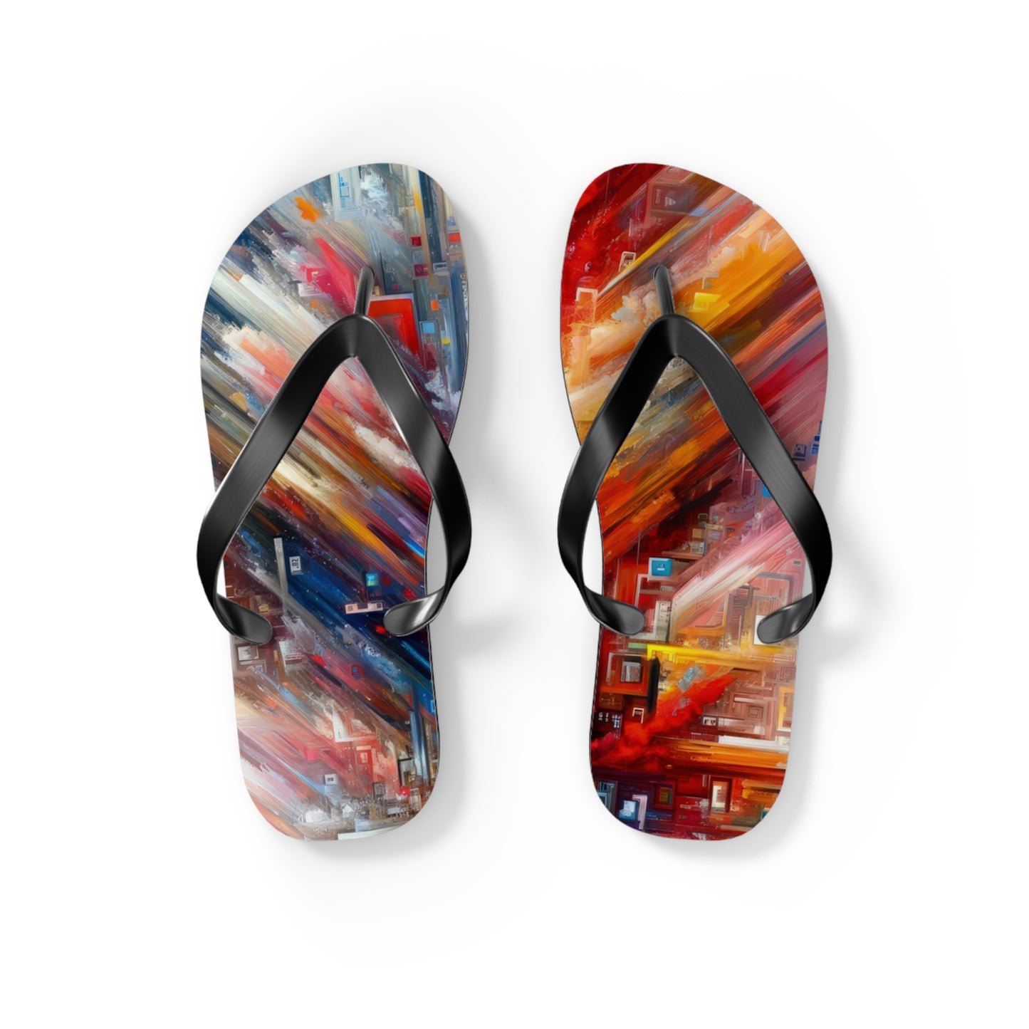 Digital Chaos Symphony Flip Flops