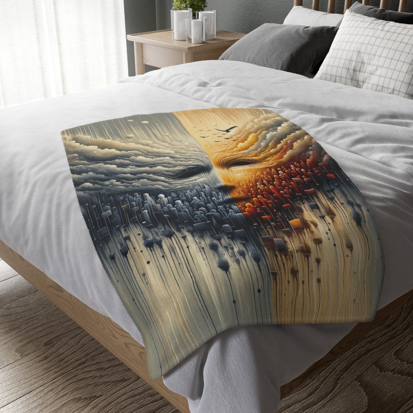 Subdued Revolutionary Currents Velveteen Microfiber Blanket (Two-sided print)