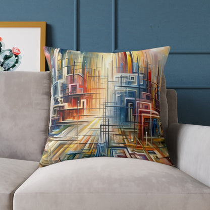 Urban Flow Interconnectedness Spun Polyester Pillow