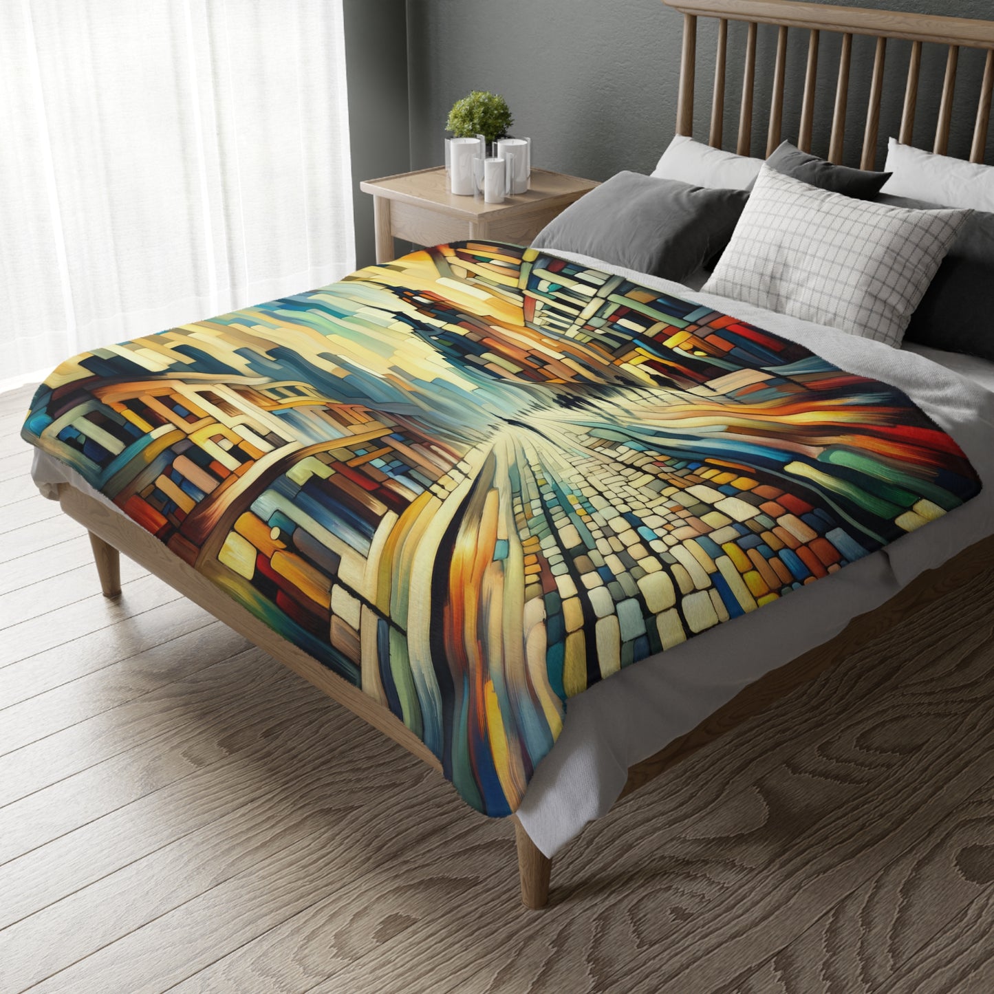 Cobbled Rhythm Heartbeat Velveteen Microfiber Blanket (Two-sided print)