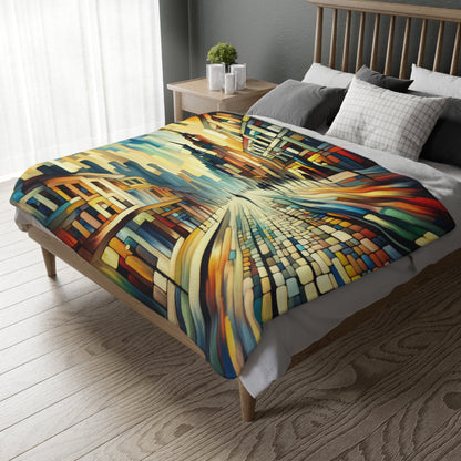 Cobbled Rhythm Heartbeat Velveteen Microfiber Blanket (Two-sided print)