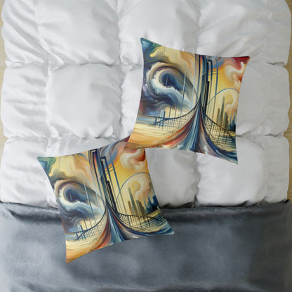 Conscious Bridge Tachism Spun Polyester Pillow