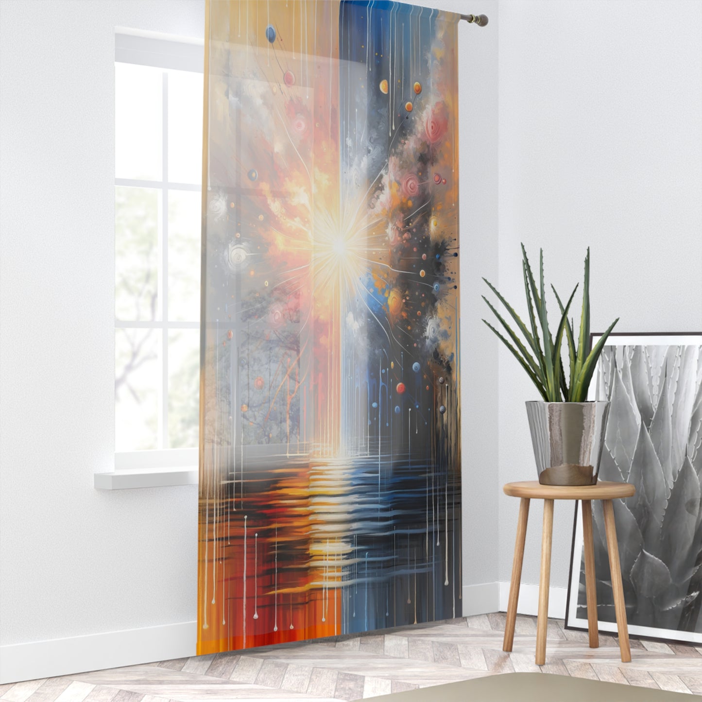 Luminous Abstract Tachism Window Curtain