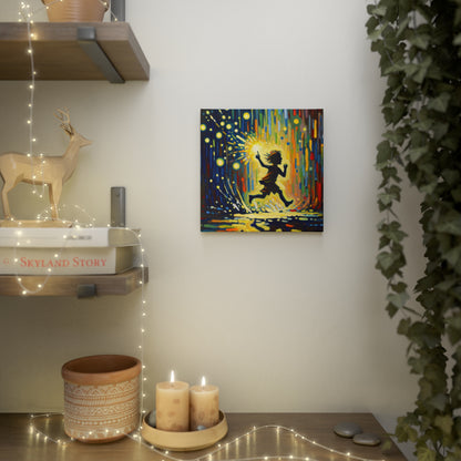 Child Firefly Chase Canvas Photo Tile