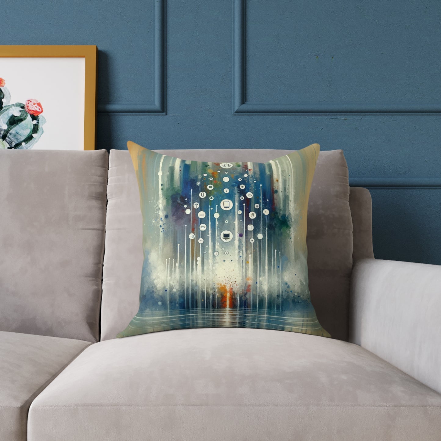 Tachism Digital Escape Spun Polyester Pillow