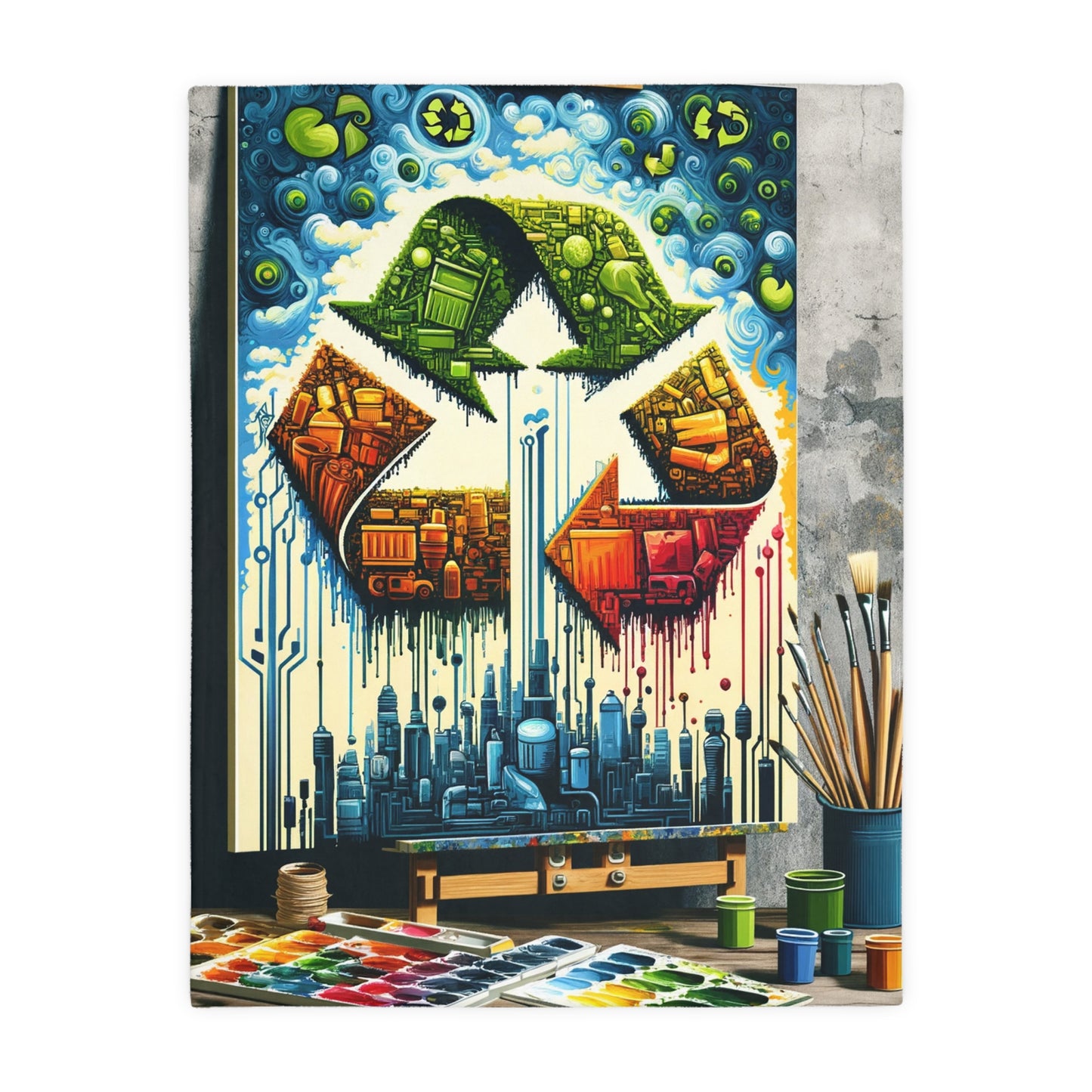 Upcycling Lifecycle Artistry Velveteen Microfiber Blanket (Two-sided print)