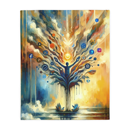 Reflective Digital Meditation Velveteen Microfiber Blanket (Two-sided print)