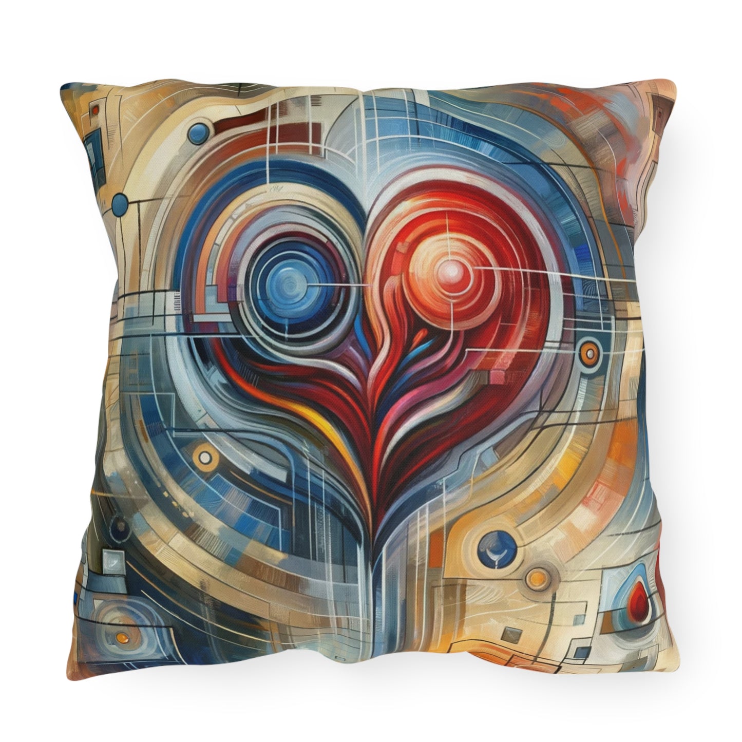 Techno Heart Harmony Outdoor Pillows